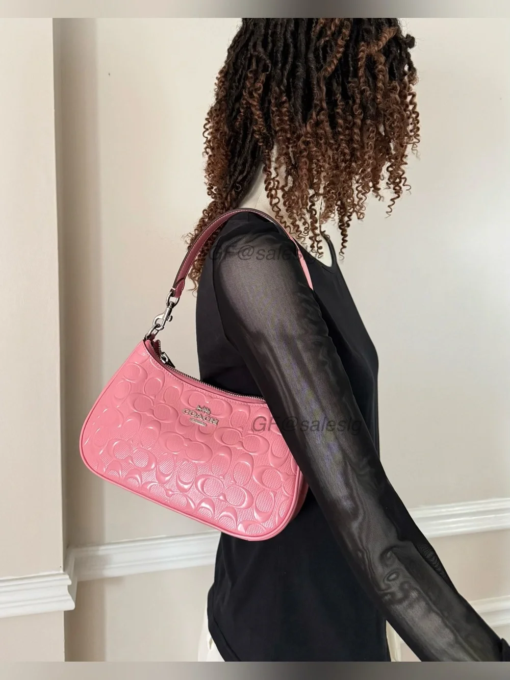 NWT Coach Teri Shoulder&Crossbody Bag Pink Patent Leather  Heart Charm CDA98